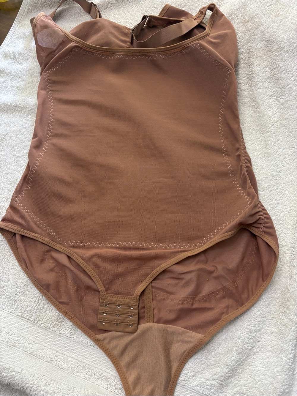Stretch One-Piece Bodysuit in Dusty Tan